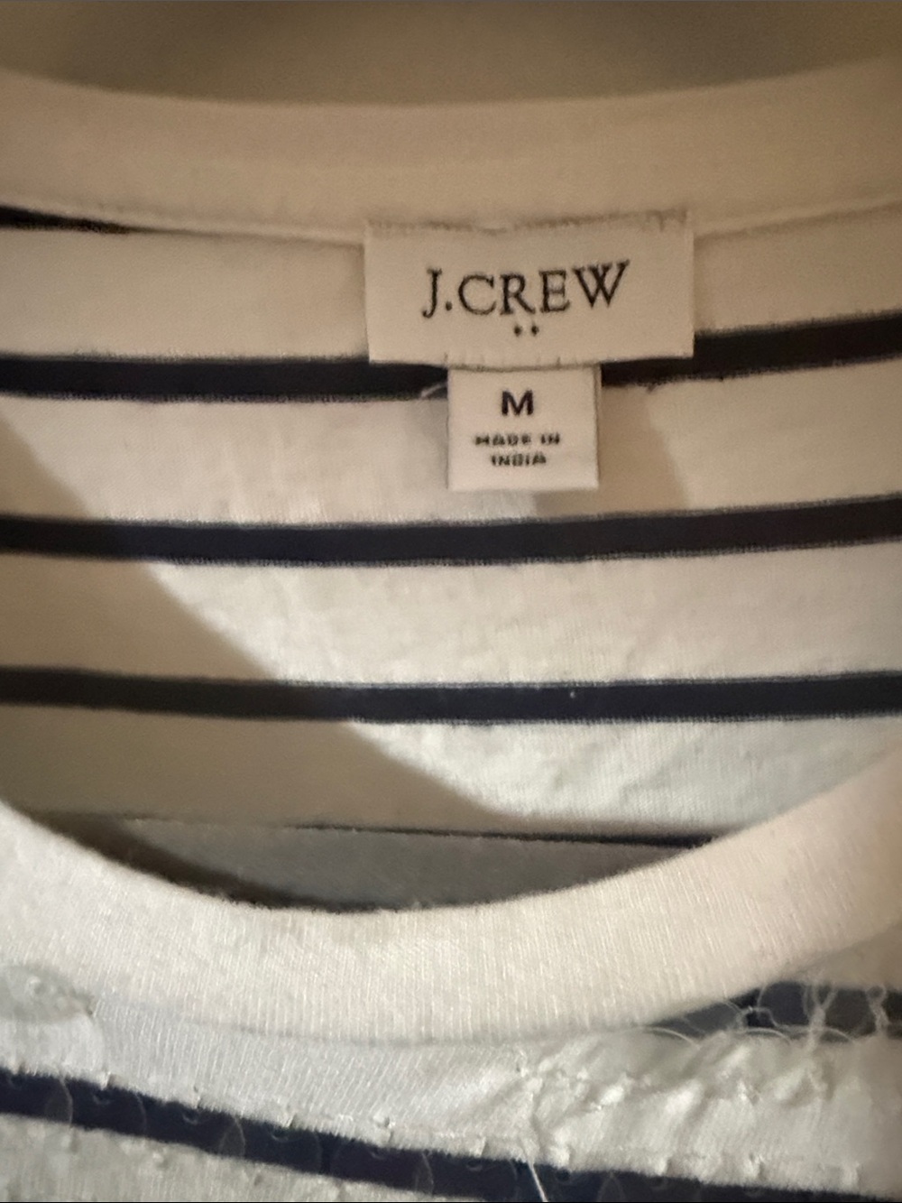 J. Crew White & Navy  Striped Sequin Tee - Picture 3 of 4